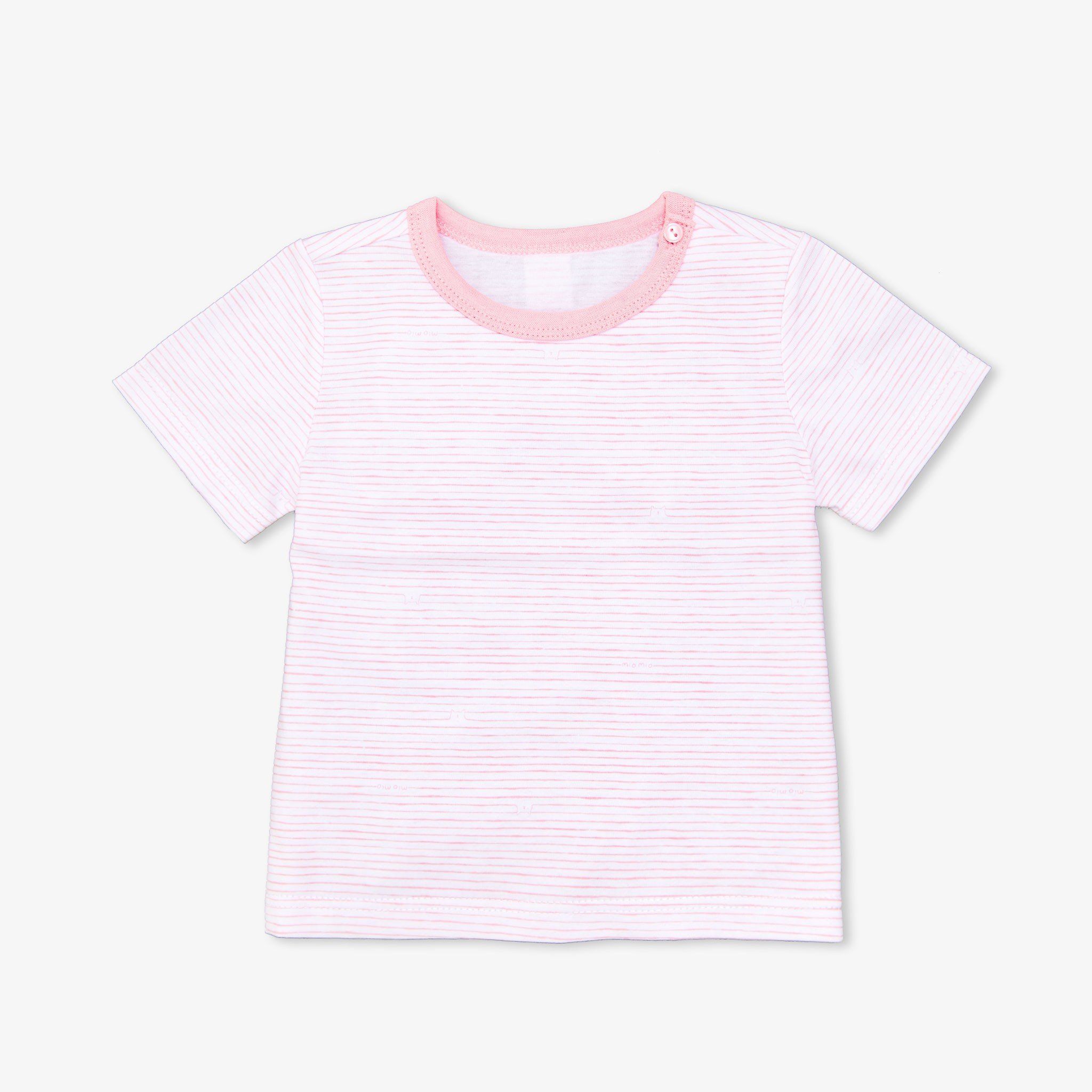 Áo sơ sinh  tay ngắn nút vai Sọc hồng