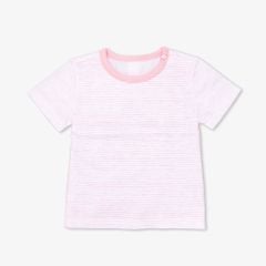 Áo sơ sinh  tay ngắn nút vai Sọc hồng