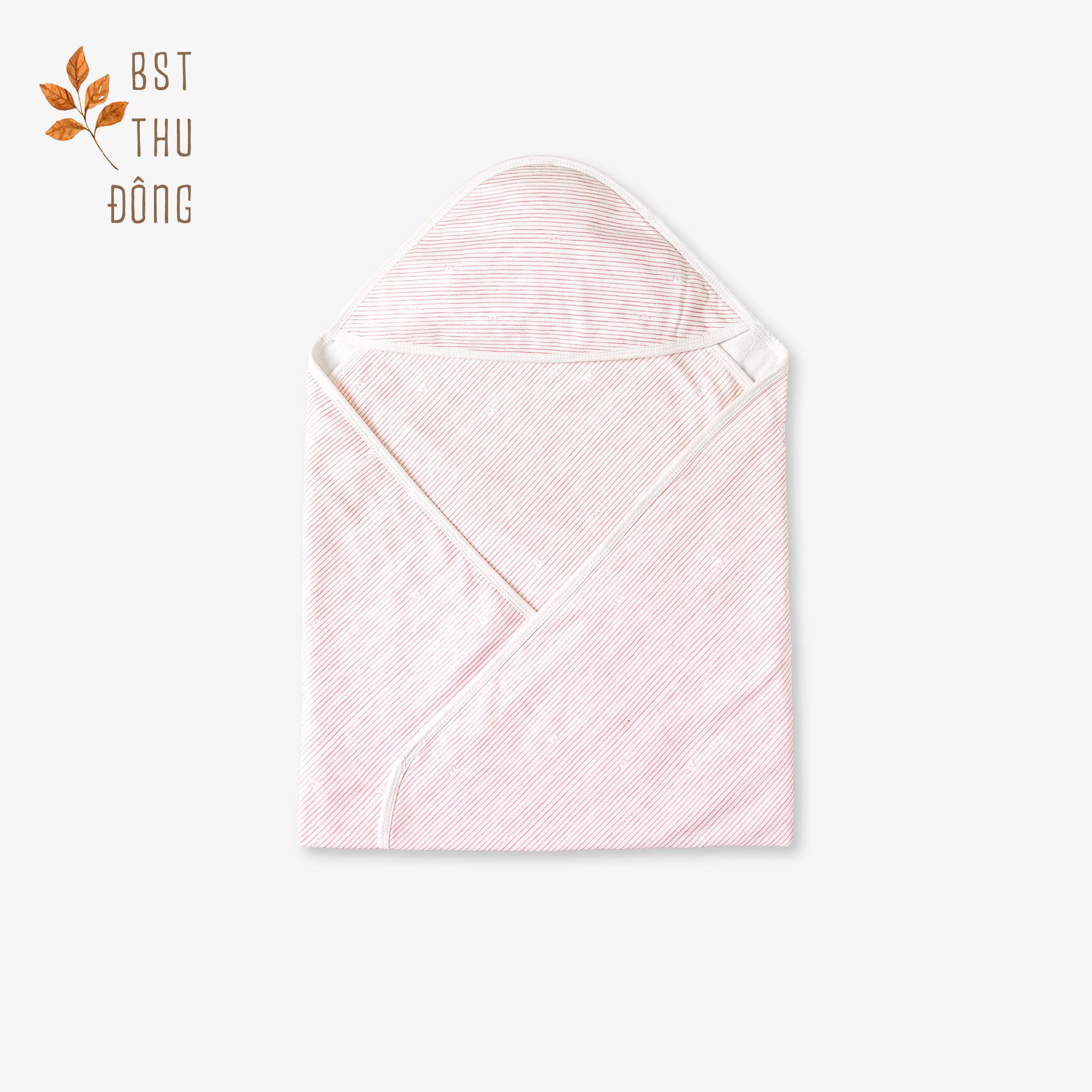 Tấm quấn sơ sinh 2 lớp Sọc hồng