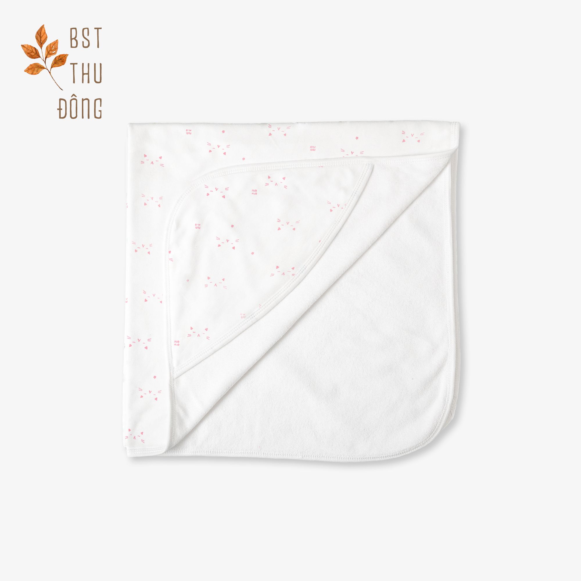 Tấm quấn sơ sinh 2 lớp Mèo hồng