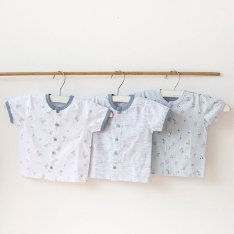 Combo 4 Áo Tay Cộc Sơ Sinh MIOMIO, Họa Tiết: Thỏ, Sọc, Mèo, Mèo Mây Cho Bé Trai, Bé Gái (Từ 0 - 24 Tháng), Vải Cotton