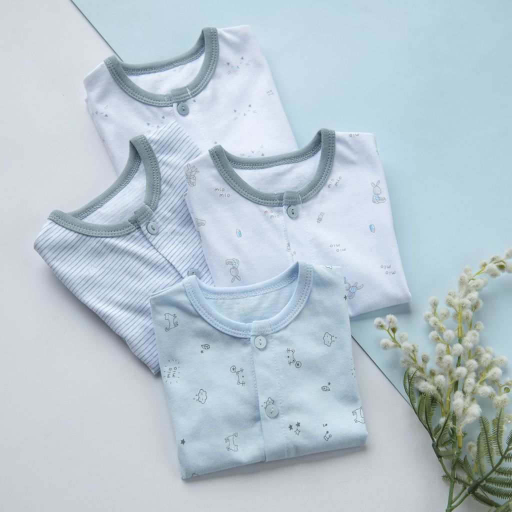 Combo 4 Áo Tay Cộc Sơ Sinh MIOMIO, Họa Tiết: Thỏ, Sọc, Mèo, Mèo Mây Cho Bé Trai, Bé Gái (Từ 0 - 24 Tháng), Vải Cotton
