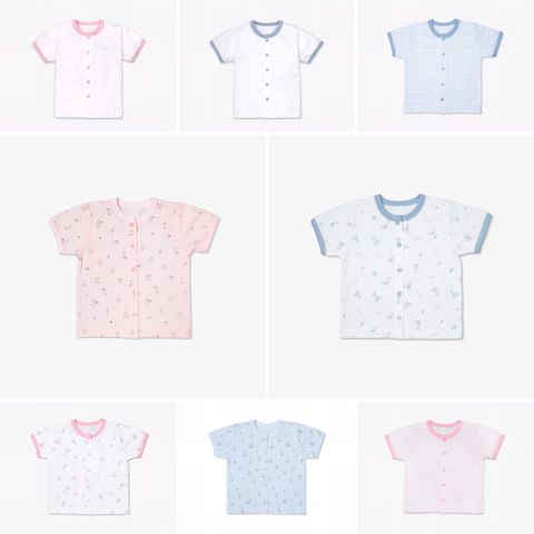Combo 4 Áo Tay Cộc Sơ Sinh MIOMIO, Họa Tiết: Thỏ, Sọc, Mèo, Mèo Mây Cho Bé Trai, Bé Gái (Từ 0 - 24 Tháng), Vải Cotton