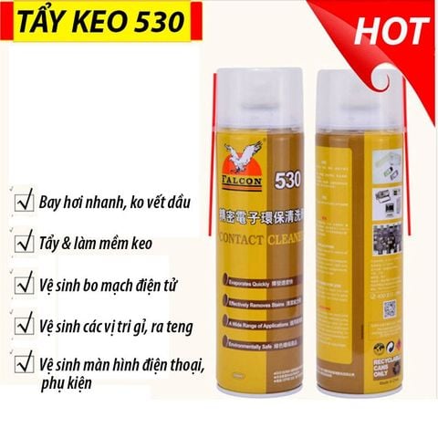 Chai xịt Tẩy keo FALCON 530 Vệ sinh màn hình điện thoại, tẩy rửa keo, tách benzen (550ml)