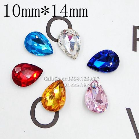 Hạt Đá giọt nước 10x14mm pha lê trang trí (5 Viên)