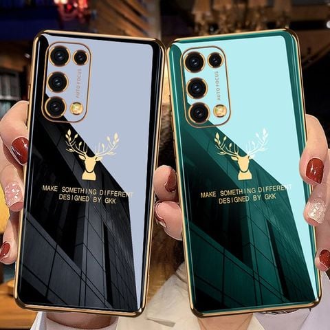 Ốp lưng OPPO Reno 5 hình Nai mạ viền crom (viền ôm)