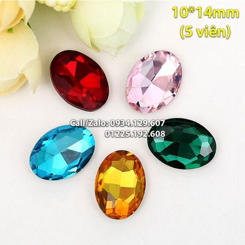 Hạt đá Oval 10*14mm Pha lê Trang trí (5 viên)