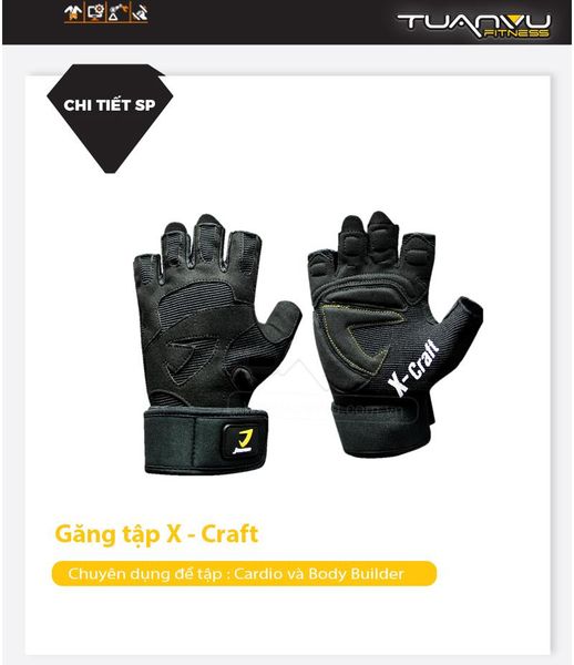 Găng tay tập gym Jason X-Craft, gang tay tap gym Jason X-Craft, Jason X-Craft, găng tay tập gym, gang tay tap gym