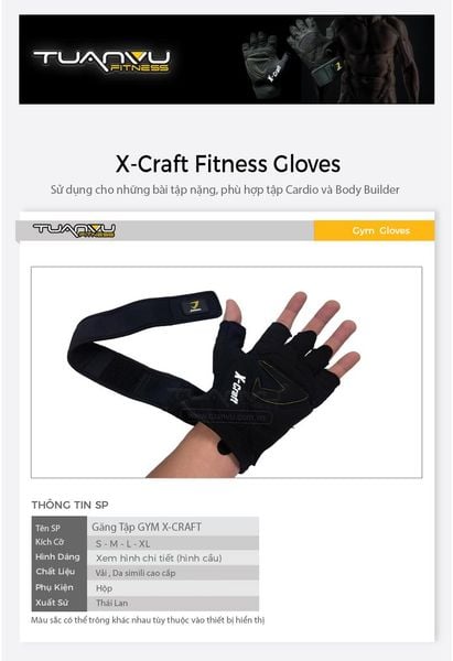Găng tay tập gym Jason X-Craft, gang tay tap gym Jason X-Craft, Jason X-Craft, găng tay tập gym, gang tay tap gym