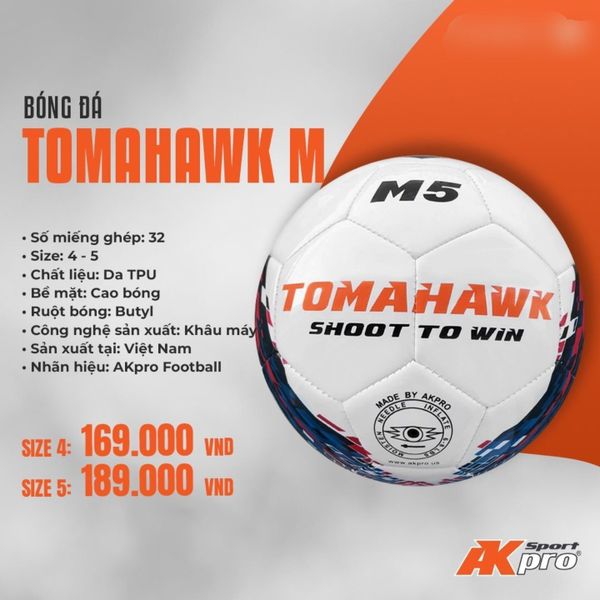 Quả bóng đá TOMAHAWK M, qua bong da  TOMAHAWK M