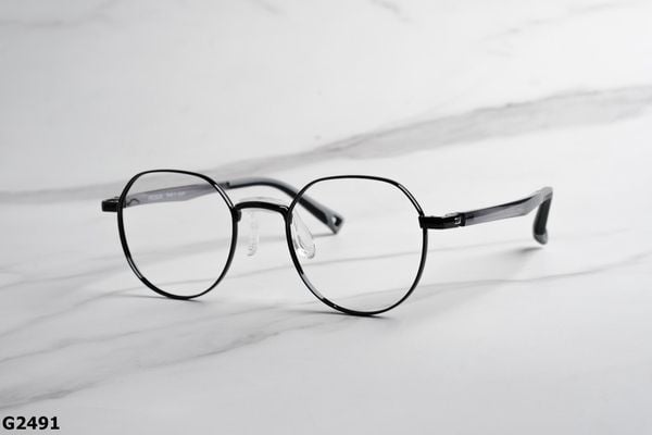 G2491, top gọng trẻ em đẹp, gọng thời trang, gọng nam nữ unisex, gọng kính cận, gọng kính giả cận chống bụi, kiểu dáng lục giác