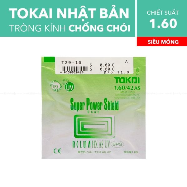 Tròng Kính Tokai Super Power Shield 1.60 AS SPS UV400