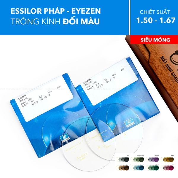 Tròng Kính Đổi Màu Transitions Gen S Eyezen Start/ Eyezen Boost Váng Prevencia/Rock/Sapphire Essilor