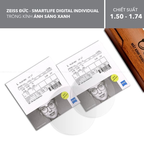 Tròng kính Chống Ánh Sáng Xanh ZEISS SmartLife Digital Individual BlueGuard