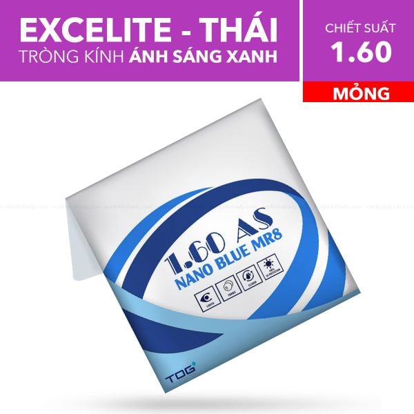 Tròng Kính Mỏng Chống Ánh Sáng Xanh Nano Blue Excelite 1.60