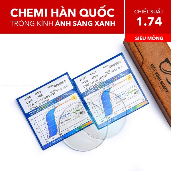 Tròng Kính Siêu Mỏng Chống Ánh Sáng Xanh Chemi 1.74 U6