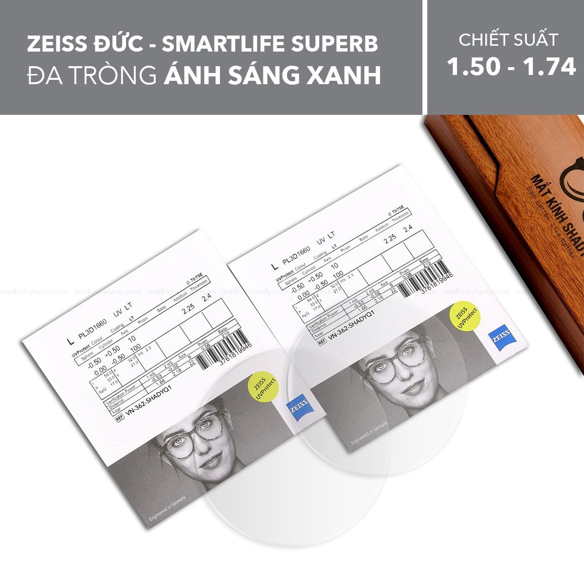  Đa Tròng Chống Ánh Sáng Xanh ZEISS SmartLife Superb BlueGuard 