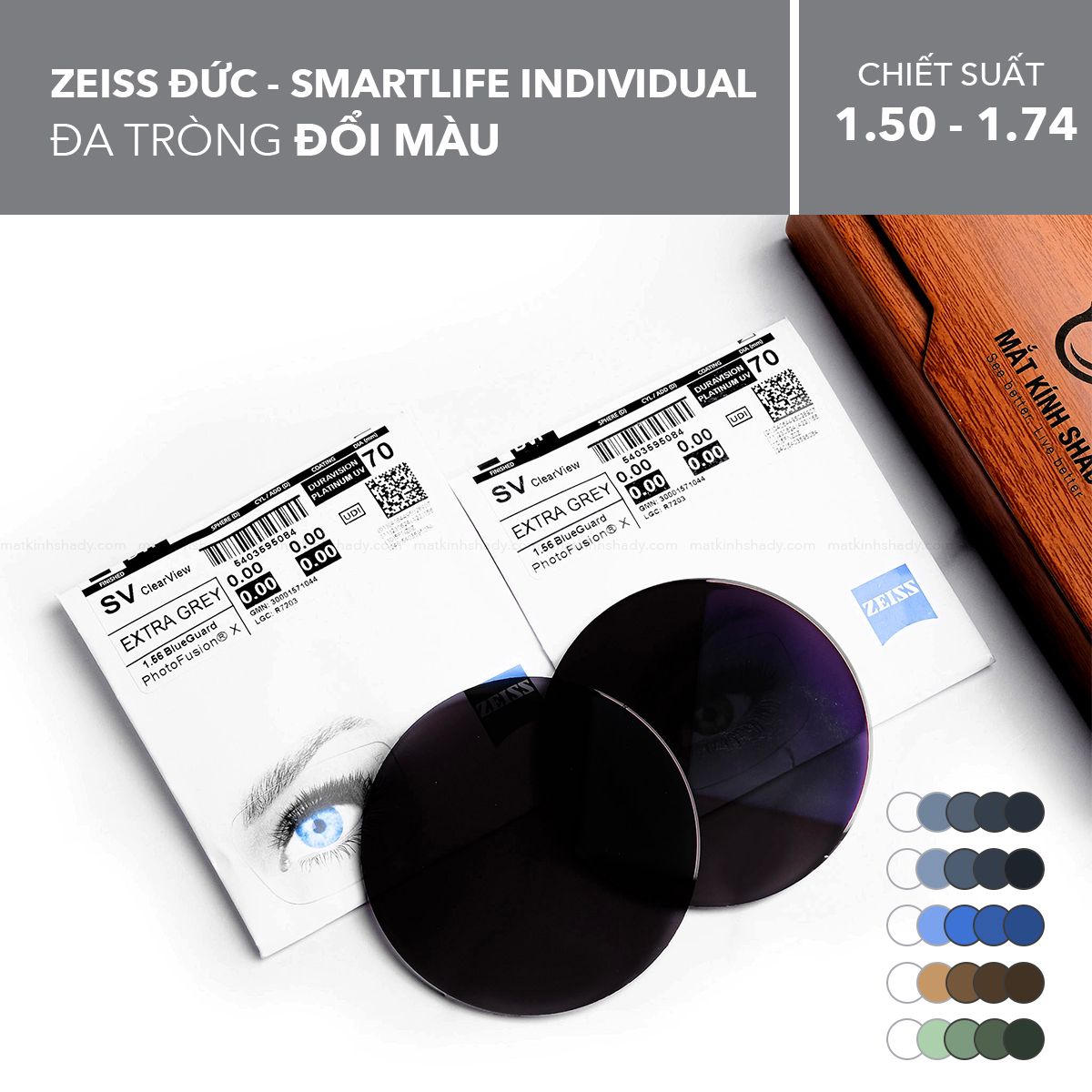  Đa Tròng Đổi Màu ZEISS SmartLife Individual PhotoFusion X 