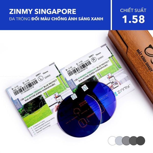 Đa Tròng Đổi Màu Chống Ánh Sáng Xanh Zinmy Duramax 1.58