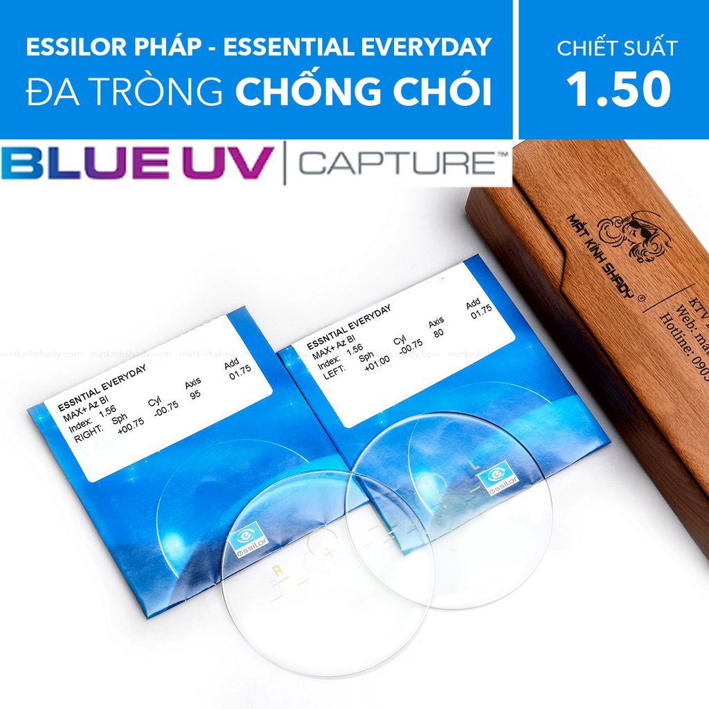 Đa Tròng Chống Ánh Sáng Xanh Essential Everyday Essilor 1.50