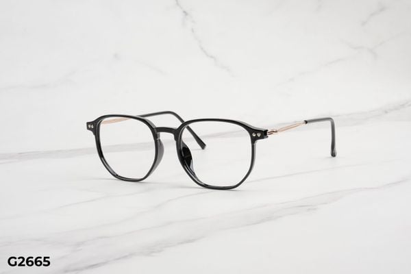 G2665 top gọng đẹp, gọng thời trang, gọng nam nữ unisex, gọng kính cận, gọng kính giả cận chống bụi, kiểu dáng lục giác