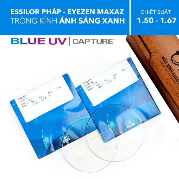 Tròng Kính Chống Ánh Sáng Xanh Blue Uv Eyezen Start/ Eyezen Boost Váng Maxaz Essilor