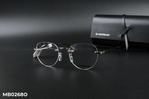 MB0268O gọng kính chính hãng Montblanc, top gọng đẹp, gọng thời trang, gọng nam nữ unisex, gọng kính cận, gọng kính giả cận chống bụi, kiểu dáng tròn khoan ốc không viền
