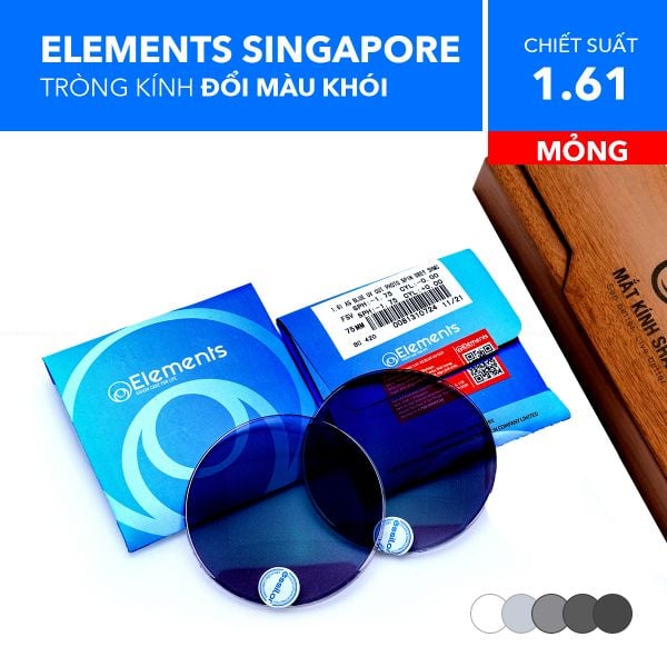 Tròng Kính Mỏng Đổi Màu Chống Ánh Sáng Xanh Photo Blue Uv Elements 1.61