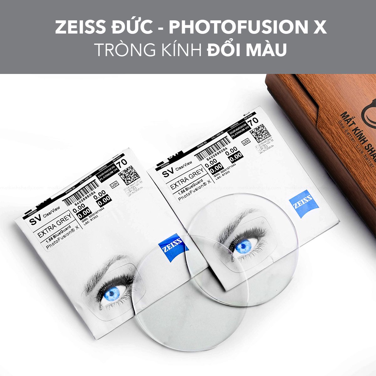  TRÒNG KÍNH ĐỔI MÀU CHỐNG ÁNH SÁNG XANH PHOTOFUSION X ZEISS 