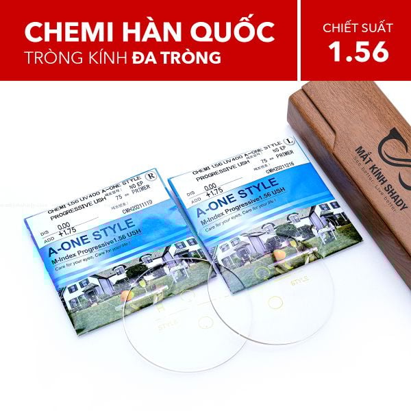 Đa Tròng Chống Chói A-One Style Progressive Crystal Coated Chemi 1.56 U2