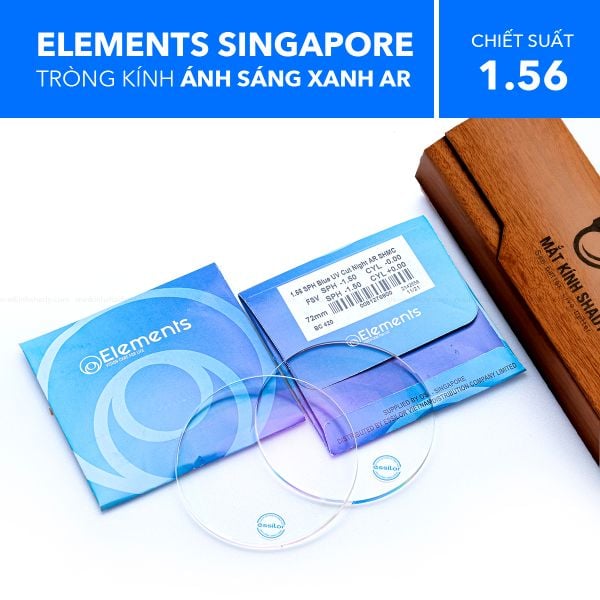 Tròng Kính Chống Ánh Sáng Xanh Blue Uv Cut Night Ar Elements 1.56
