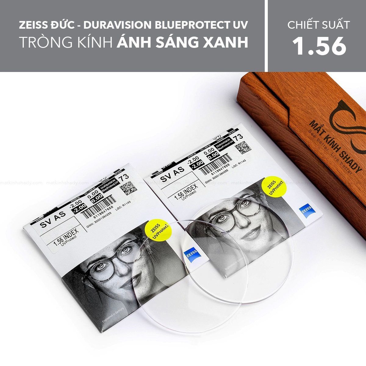  Tròng Kính Chống Ánh Sáng Xanh Duravision® Blueprotect Uv Zeiss 1.56 