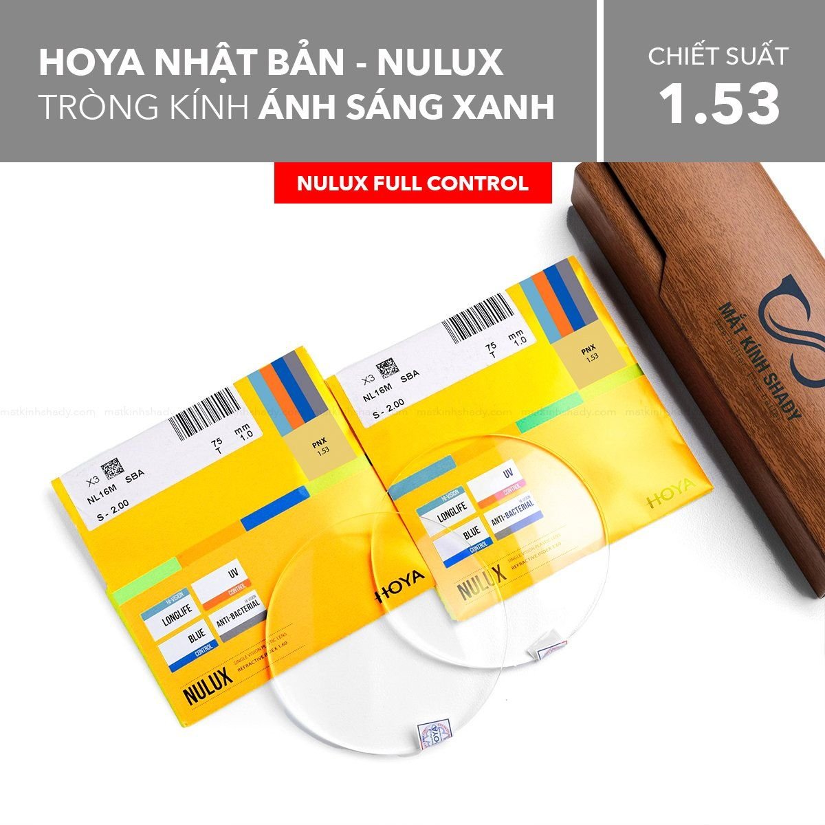  Tròng Kính Chống Bể Phoenix Nulux Full Control Hoya 1.53 