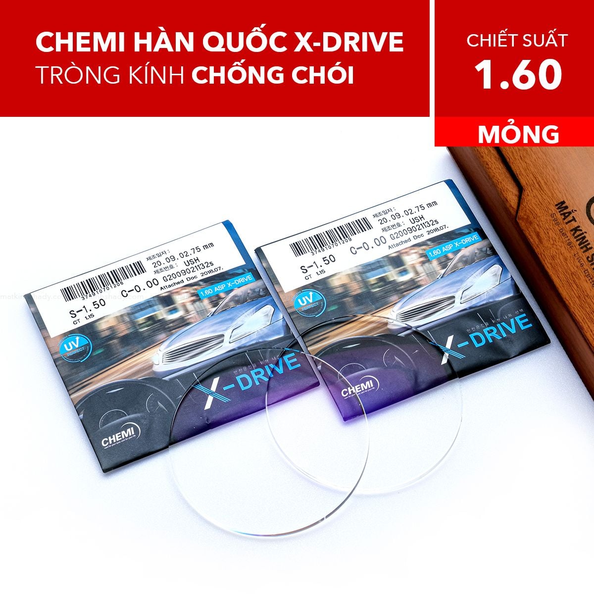 Tròng Kính Chống Chói Đèn Xe X-Drive Chemi 1.60 U2