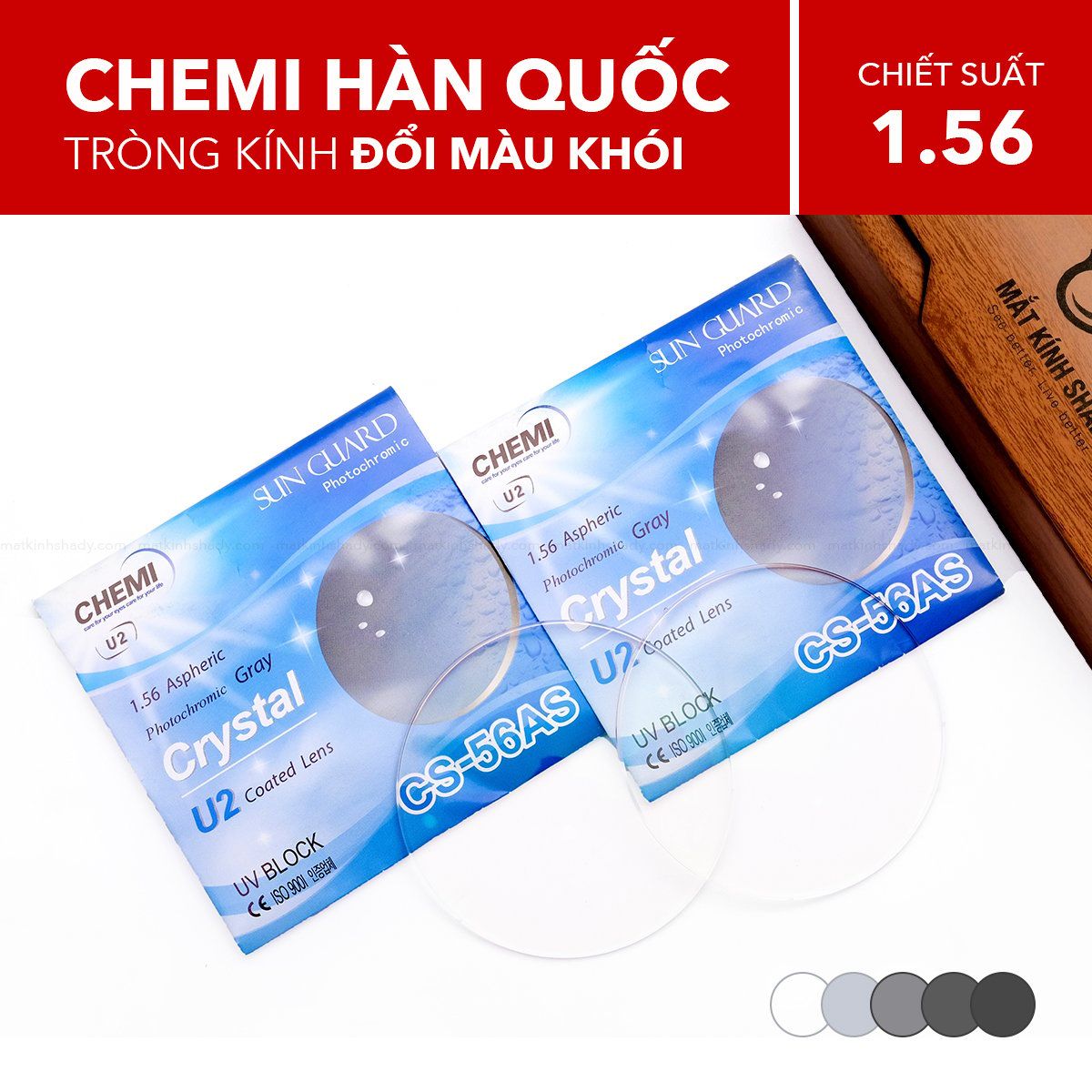  Tròng Kính Đổi Màu Crystal Primer Chemi 1.56 U2 