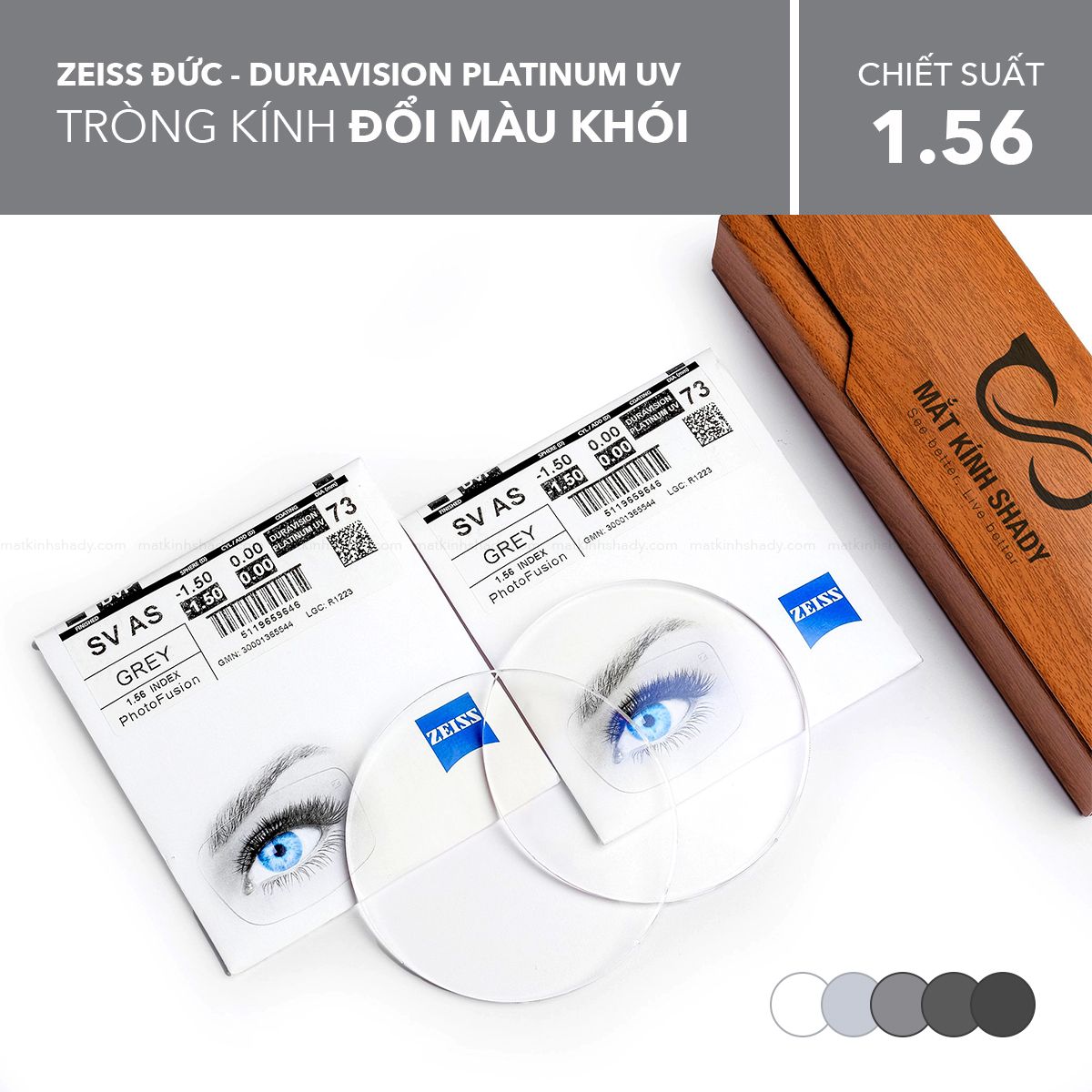  Tròng Kính Đổi Màu Duravision® Photofusion Zeiss 1.56 