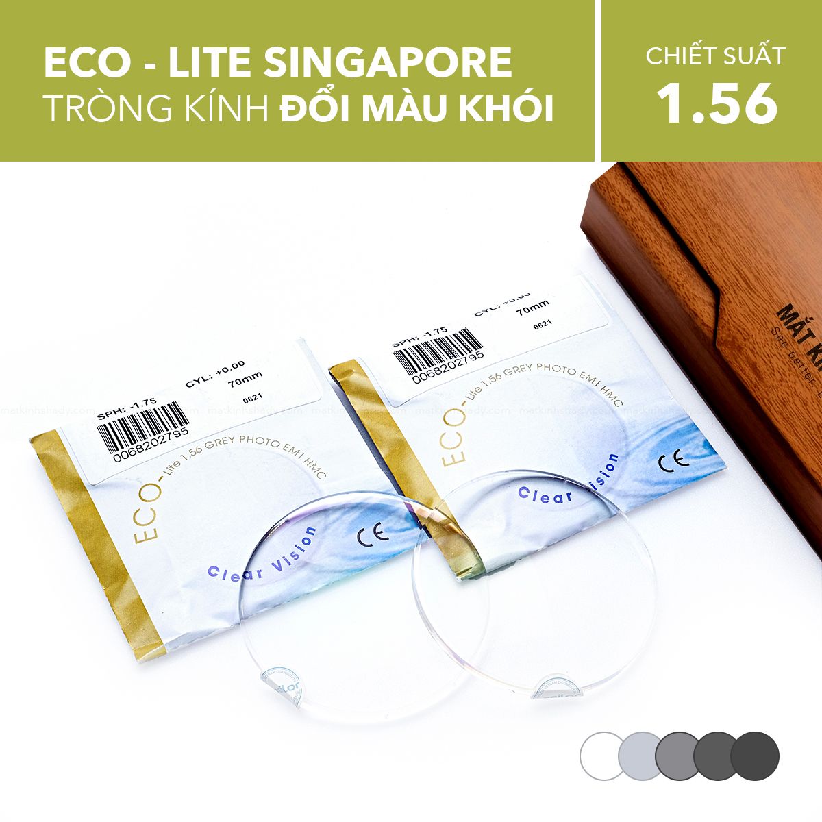  Tròng Kính Đổi Màu Ecolite 1.56 