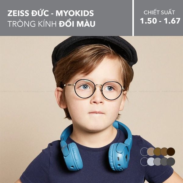 Tròng Kính Đổi Màu Kiểm Soát Tiến Triển Cận Thị Trẻ Em Zeiss Myokids PhotoFusion X