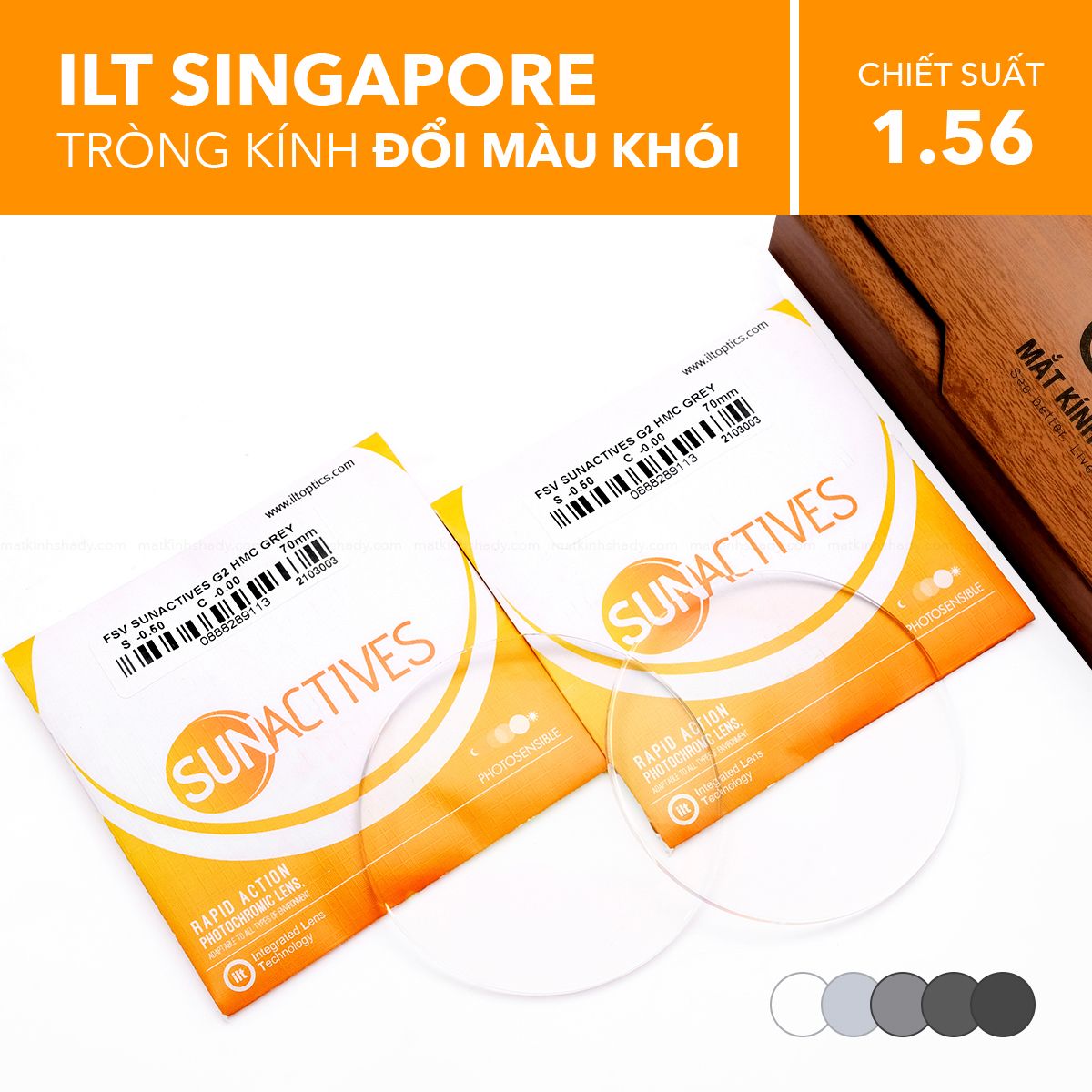  Tròng Kính Đổi Màu Sun Active G2 ILT 1.56 