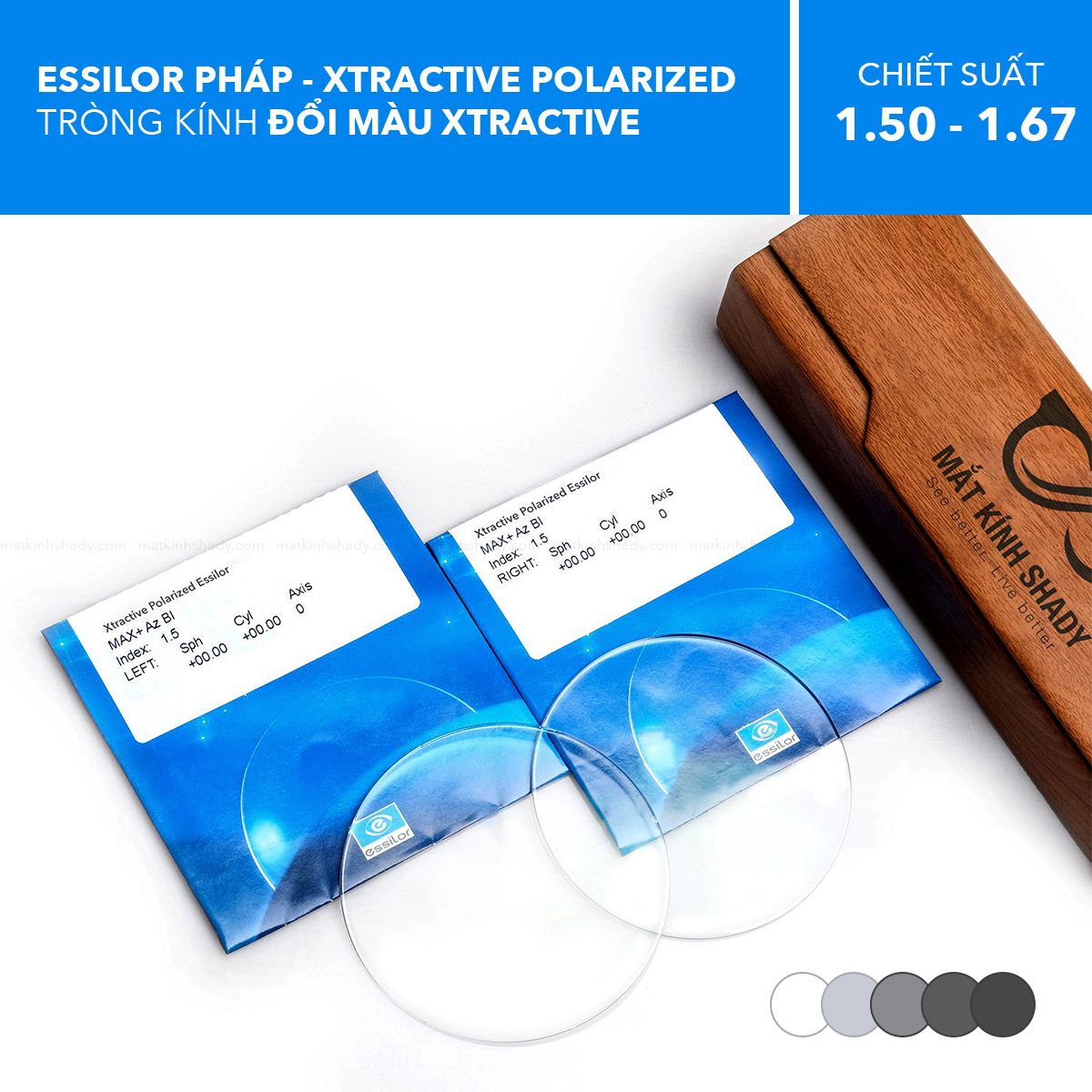  Tròng Kính Đổi Màu Transitions XTRActive Polarized Essilor 