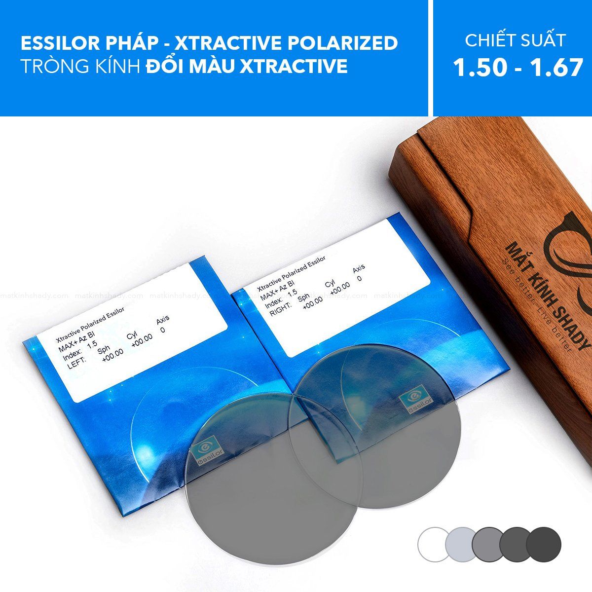  Tròng Kính Đổi Màu Transitions XTRActive Polarized Essilor 