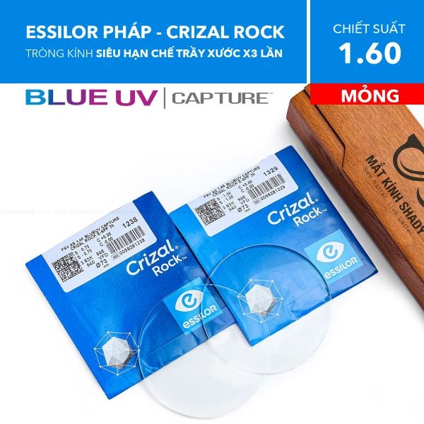 Tròng Kính Mỏng Chống Ánh Sáng Xanh Crizal Rock Blue Uv Essilor 1.60