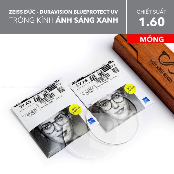 Tròng Kính Mỏng Chống Ánh Sáng Xanh Duravision® Blueprotect Uv Zeiss 1.60