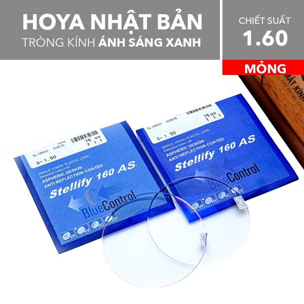 Tròng Kính Mỏng Chống Ánh Sáng Xanh Stellify Blue Control Hoya 1.60