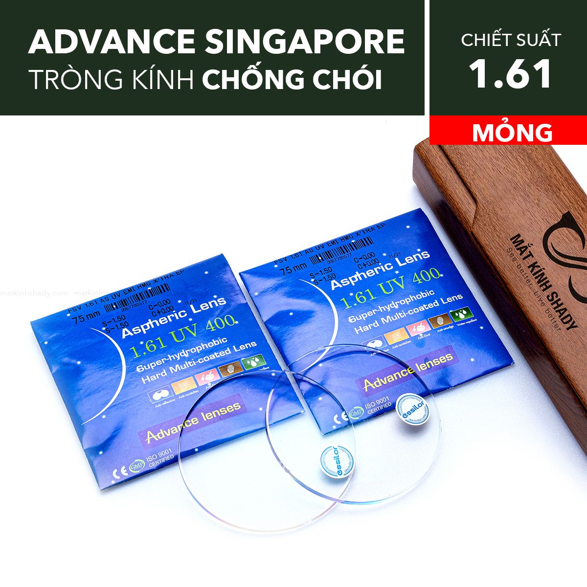  Tròng Kính Mỏng Chống Chói Advances Lens 1.61 