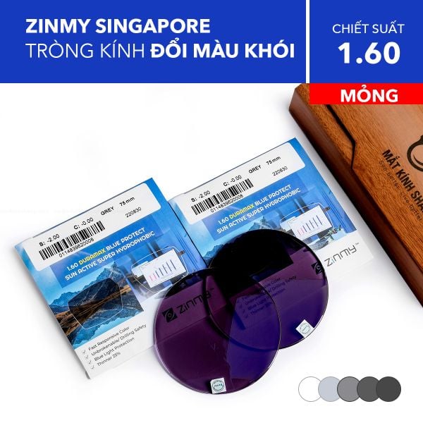 Tròng Kính Mỏng Đổi Màu Chống Ánh Sáng Xanh Zinmy 1.60