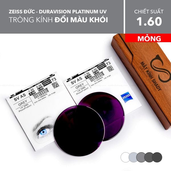  Tròng Kính Mỏng Đổi Màu Duravision® Photofusion Zeiss 1.60 