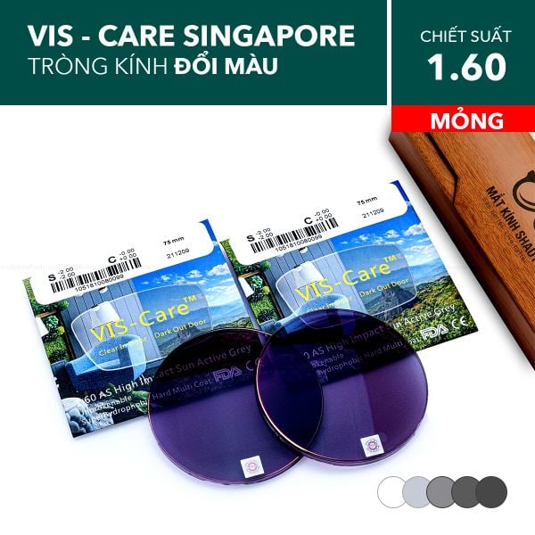 Tròng Kính Mỏng Đổi Màu Vis Care 1.60