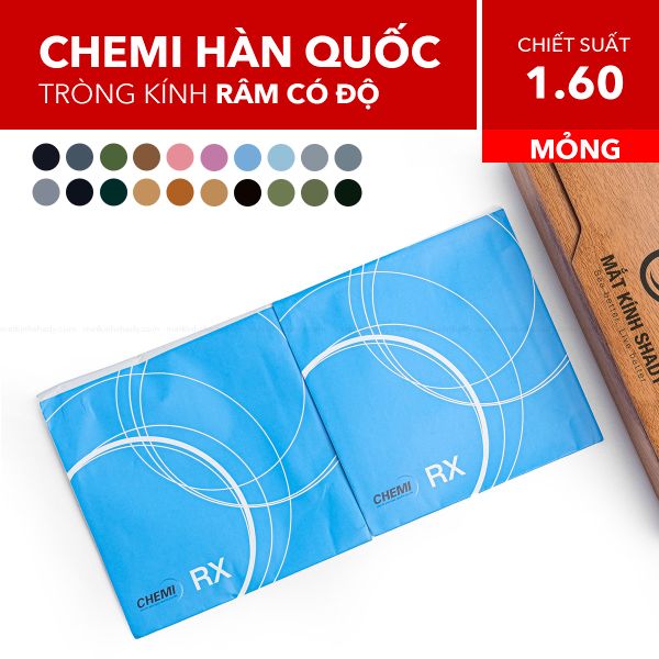 Tròng Kính Mỏng Râm Cận Chemi Rx 1.60 U2 Tint