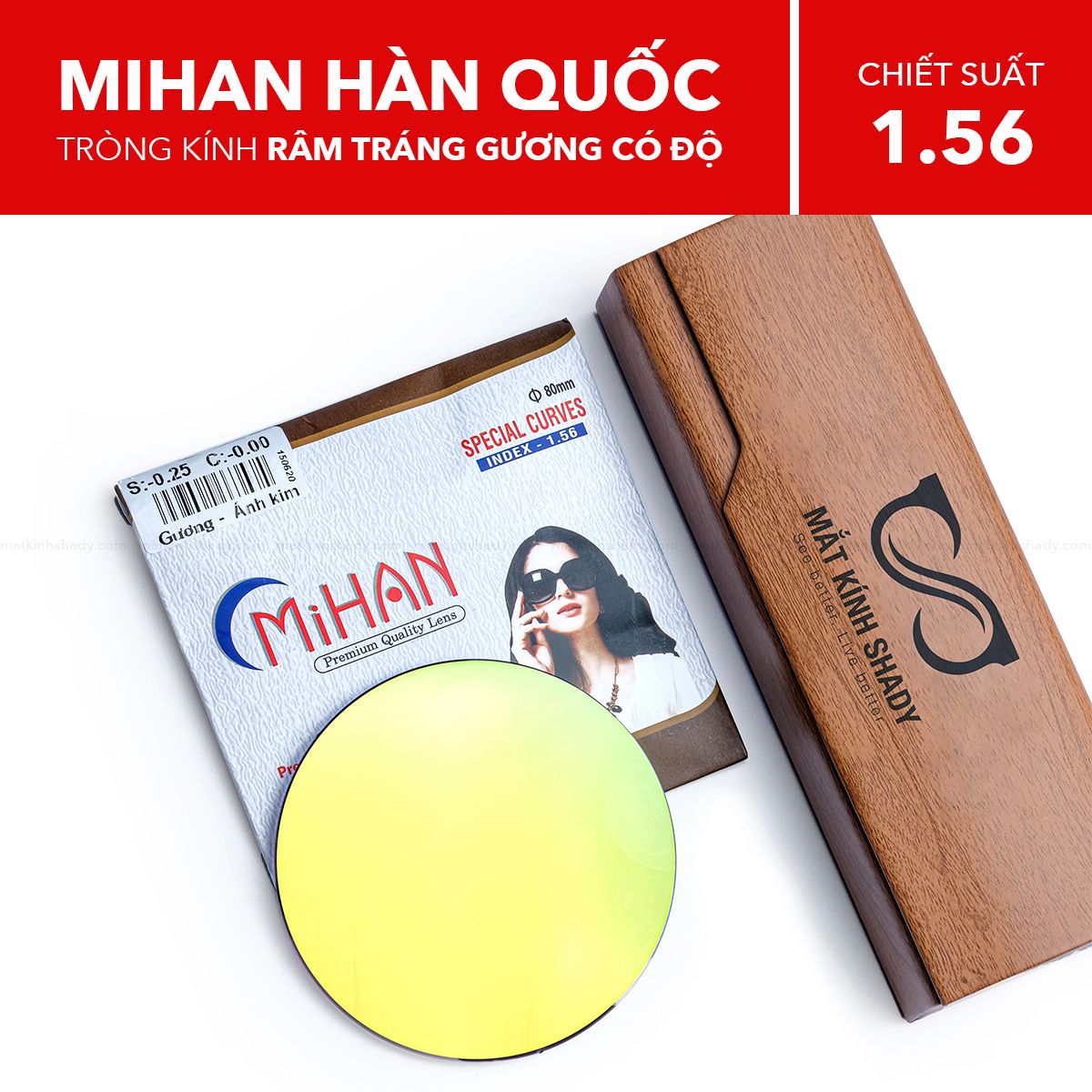  Tròng Kính Râm Tráng Gương Có Độ Cận Mihan 1.56 